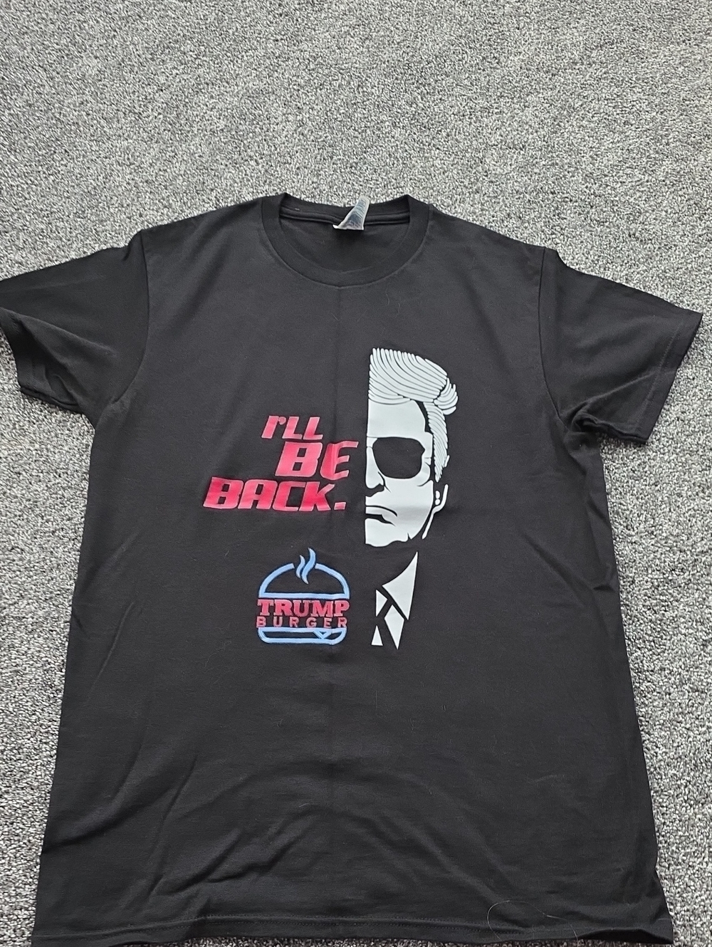 Black Graphic Tee with 'I'll Be Back' Slogan